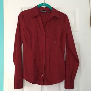 Red button down